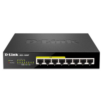 D-Link DGS-1008P 8-Port Gigabit PoE Unmanaged Desktop Switch