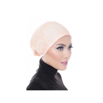 Shawlbyvsnow Inner Lace Bonnet Cap Whipped Peach